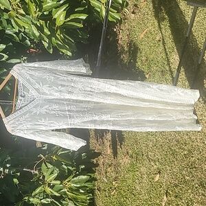 Woven Heart Lace Overlay Boho Midi  Dress Cover Romantic Sheer  See Measurements